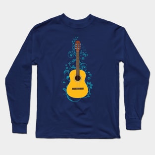 Classical Acoustic Guitar Flowering Vines Long Sleeve T-Shirt